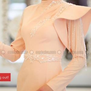 Size 4 Blush fully lined polo neck evening gown